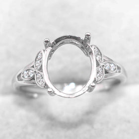 Sterling Silver 9*11mm Semi Mount Ring Empty Frame Blank Support Setting S925 Base Holder Without Center Stone for DIY Inlay