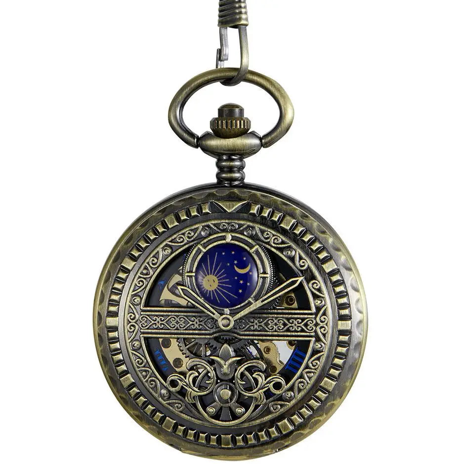 Fashion Hand Winding Mechanical Hollow Skeleton Roman Number Pocket Watches
