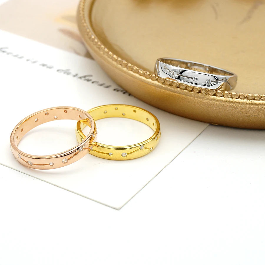 Fine Jewelry Sterling Silver 925 Ring Band Gold Plated Bridal Wedding Rings Couple Set for Women Men