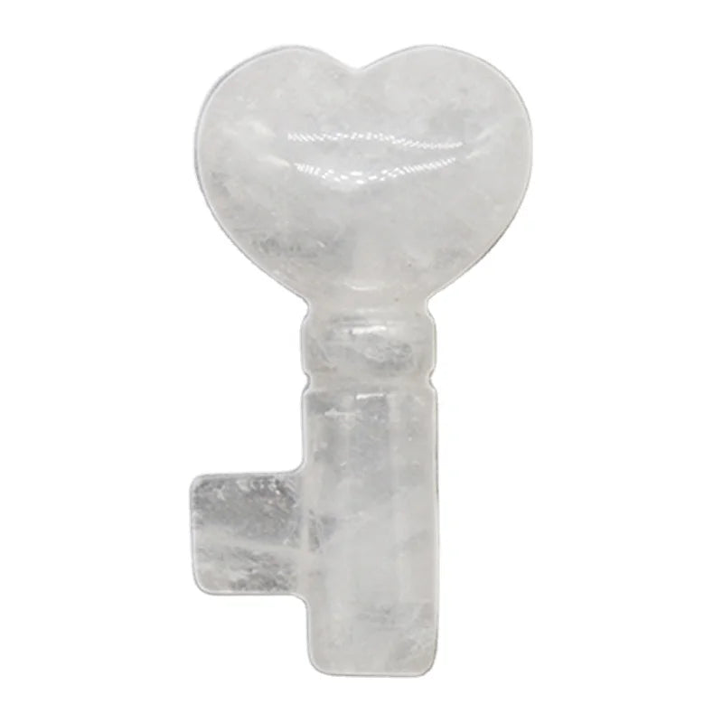 DIY Natural Clear Quartz Key Stone Pendants Healing Crystal Key Shape Charm Pendant Necklace for Jewelry