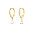 925 Sterling Silver Crystal Waterdrop Pendant CZ Huggie Earrings Silver Jewelry