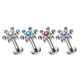 Wholesale G23 Titanium 16G Internal Thread  Snowflake Shape CZ Inlay Nose Stud Cartilage Helix Earring Women Piercing Jewelry