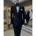 Black Men's Suits 2 Pieces Set Stylish Design Business Casual Jacket Wedding Tuxedos Prom Man Suits Elegant Dress (Blazer+Pants)