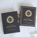 Luxurious Wedding Invitation Card Design Gold and Black Hard Board Box
