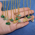 NN1149 Fashion Dainty Natural Jade Seedpod of Lotus Donut Pendant Chain Necklace Chinese Style Lucky Jewelry Jade Necklace