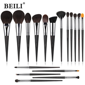 Professional Makeup Brush Set with Black Ebony Handle High Quality Natural Badger Hair Makeup Brushes Customized Logo