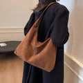 Vintage Faux Suede Shoulder Bags for Women Large Capacity Tote Bag Ladies Commuter Underarm Female Fashion Retro Handbags