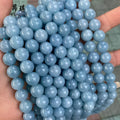 Wholesale  4mm 6mm 8mm 10mm 12mm Smooth Dyed Blue Aquamarine Beads Round Loose Natural Stone Beads for Jewelry Making