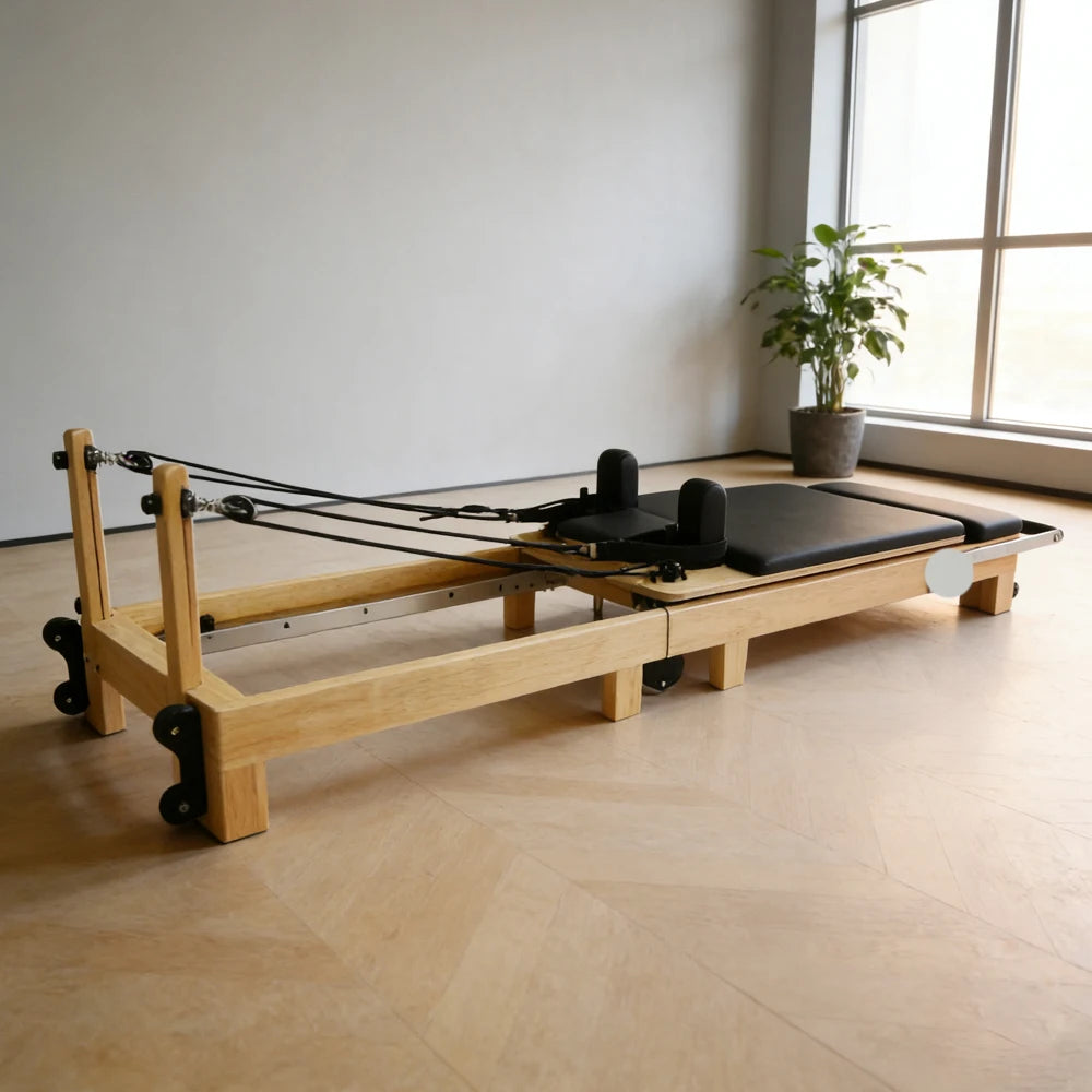 Home Use Folding and Lightweight Pilates Train Develop a Graceful Physique Maple Wood Reformer Pilates Device