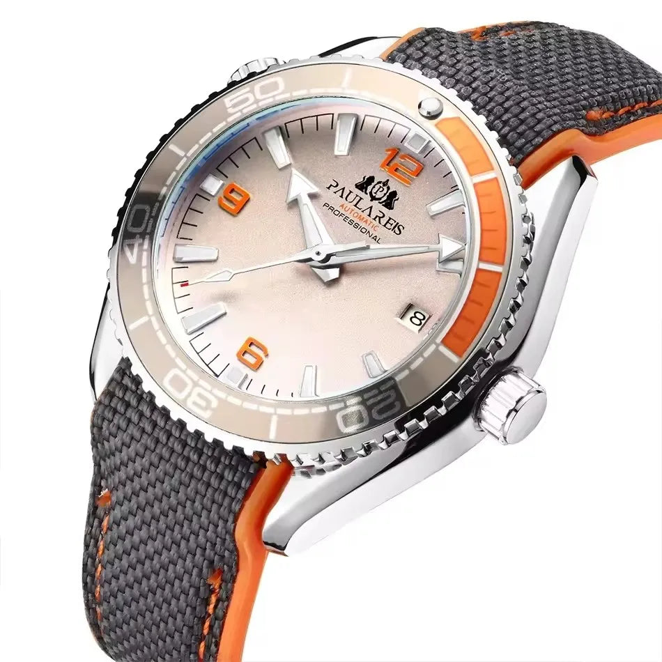 PAULAREIS Trend Fashion Color Blocking Woven Strap Mechanical Watches for  Men Luxury Waterproof Mens Sport Automatic Watch