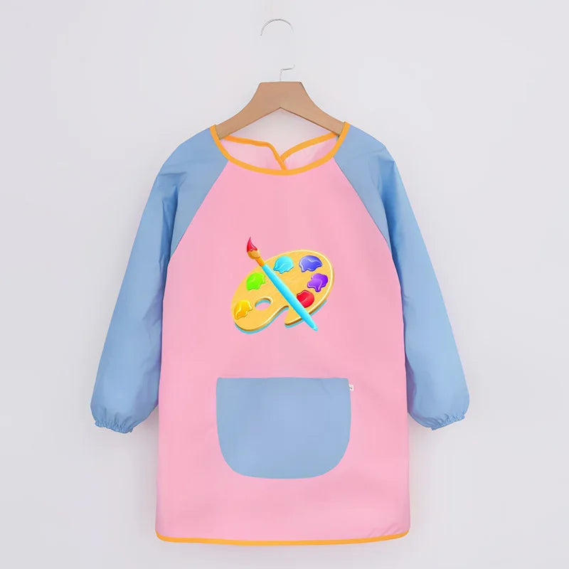 Children's Long-Sleeved Drawing Apron Kit Waterproof Reverse Dressing for Velcro for Kindergarten Art Painting