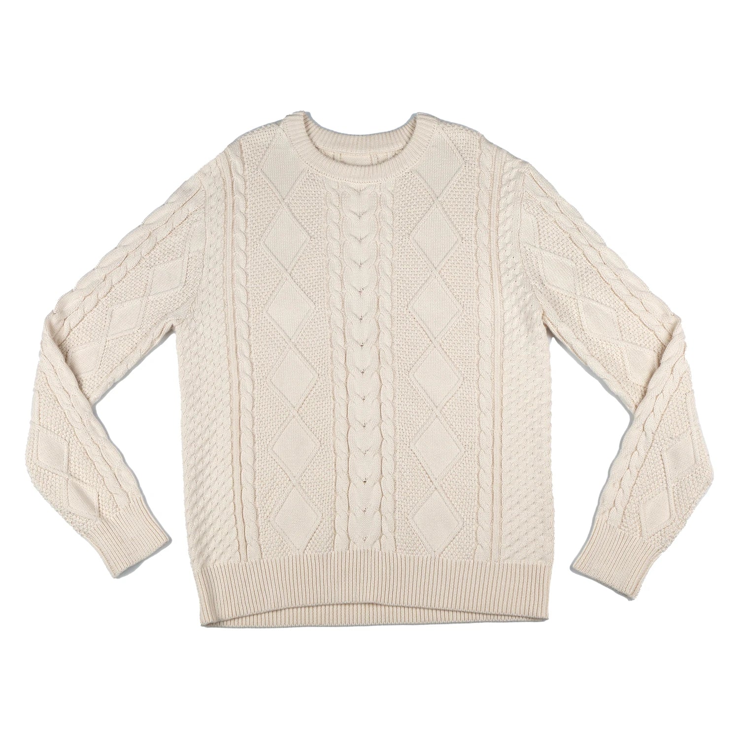 Custom Heavyweight Aran Sweater Factory Irish Fisherman Cable Knit Pullover Merino Wool Blend Pullover Heritage Knitwear