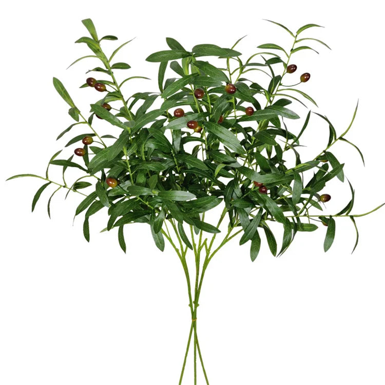 H05227 Top Quality Decor Olive Twig Green  Plants Spray Artificial Green Wall Greenery Wedding Branch Artificial Olive Branch
