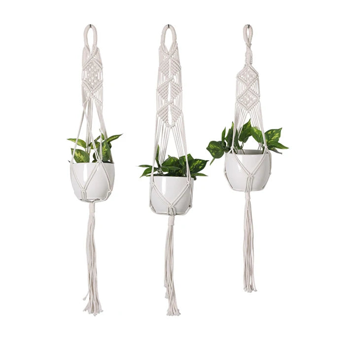 Handmade 100% Cotton Macrame Plant Hanger 4 Legs Flowerpot Holder for Home & Garden Dropshipping Hanging Planter Wall Decoration