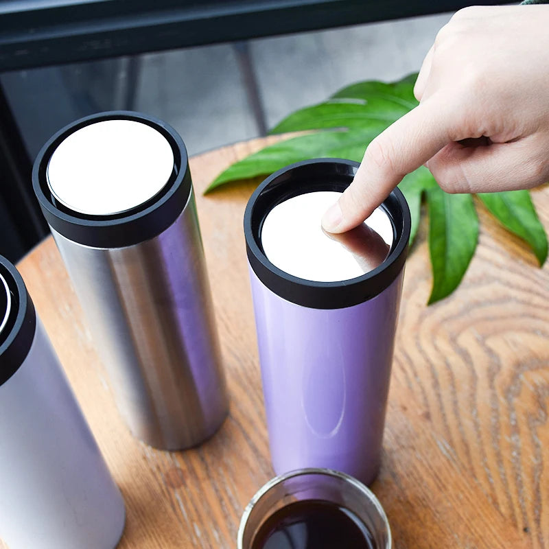 2025 Hot Sell 360 Lid 1-Click Open Vacuum Flask Tea Coffee Mugs 360 Water Outlet Vehicle Water Cup
