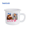Bestsub 12oz Wholesale Custom Logo Printing White Sublimation Metal Coffee Cup Camping Stainless Steel Enamel Mug