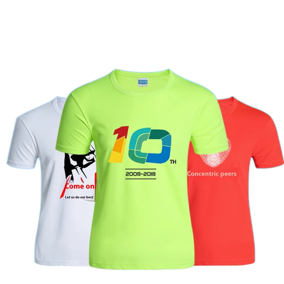 Wholesale 180 Gram Jersey Casual Cultural Word T-Shirt Custom Logo Quick-Drying Short Sleeve Work Clothes with Digital Printing