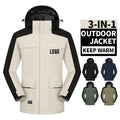 3 in 1 Outdoor Waterproof Windbreaker Hiking Man's Jacket Fashion Inner With Fleece Warm Man's Coat