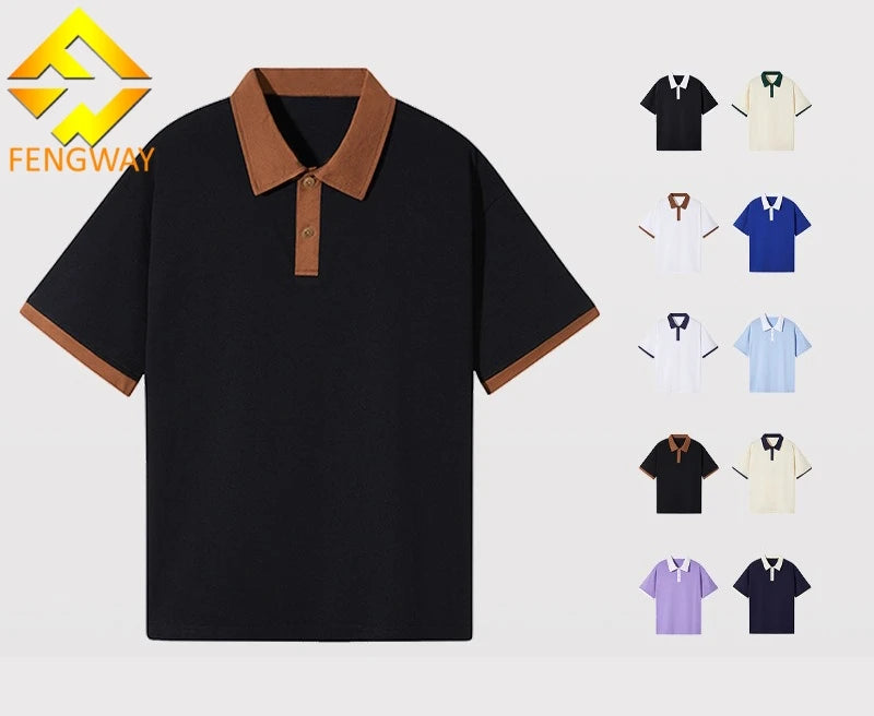 Custom Men's Vintage Solid Golf for Polo Shirt 100% Cotton Short Sleeve Turn-Down Collar Double-Yarn Polo Shirt
