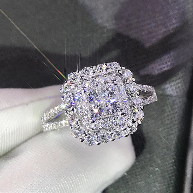 European American Fashion Luxury Diamond  Universal Ring Shiny Rhinestones Ring Girls