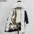 OFTBUY Women's X-Long Winter Jacket Waterproof Parka with Natural Raccoon Fur Collar Fox Fur Lining Detachable Hooded Outerwear