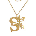 Personalized Stainless Steel Butterfly Pendant Necklace Link Chain Romantic for Anniversaries Featuring Claw Setting Letter Name