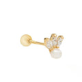 Trendy Gold Plated 925 Silver Stud Earrings with Marquise Cut Zircon for Children's Anniversary Party Gift