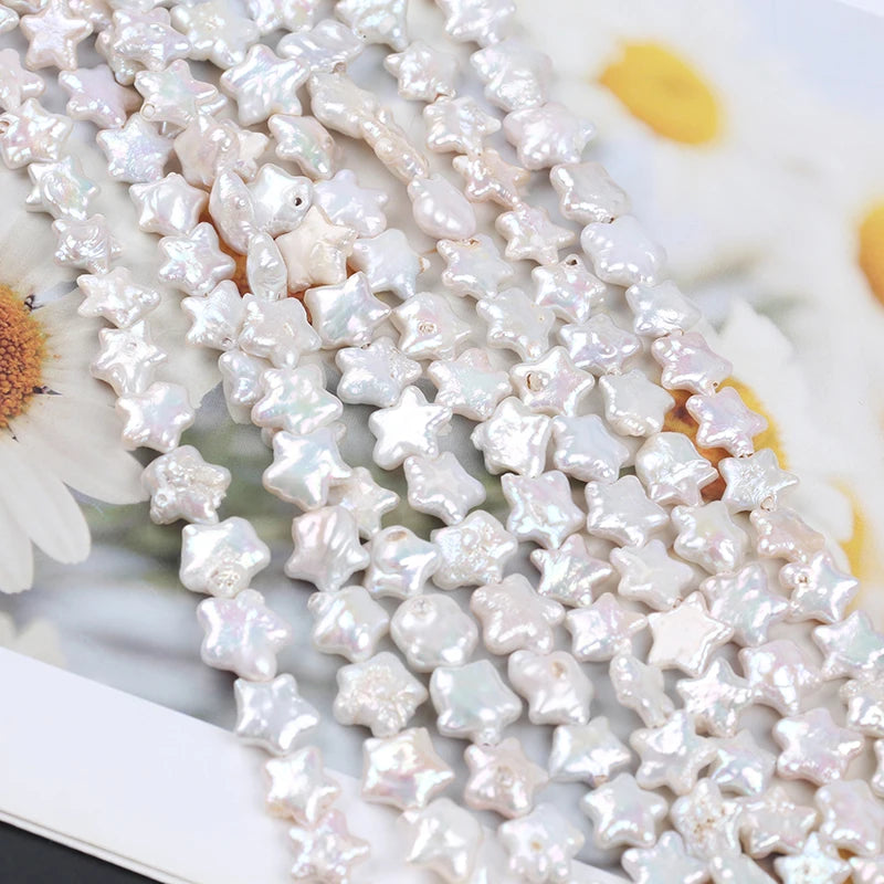 Zhuji Natural 12mm White Star Shape Freshwater Pearl Strands Loose Pearls for Jewelry Making