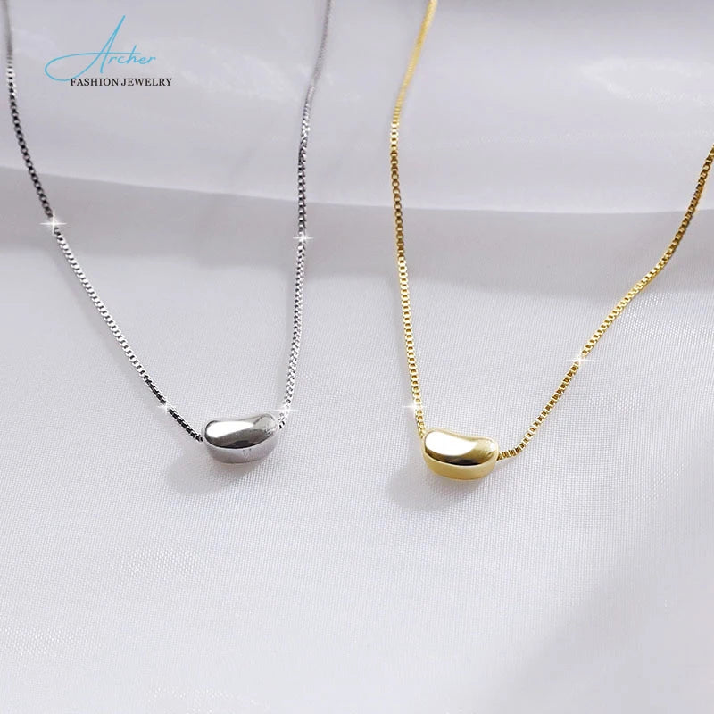 Charm Fashion New Design Fancy Stainless Steel Clavicle Pendant Chain Golden Bean Necklaces Women Customized Color Archer