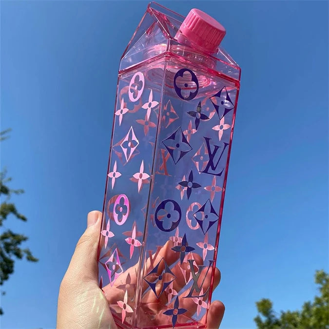 Top Fashion Classy Kids Square Water Bottle 500Ml Clear Multi-Colored Tea Coffee Cup Water