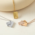 Mother's Day Stainless Steel 'Love You' Letter Envelope Pendant Locket Necklace Gold Plated Romantic Link Chain