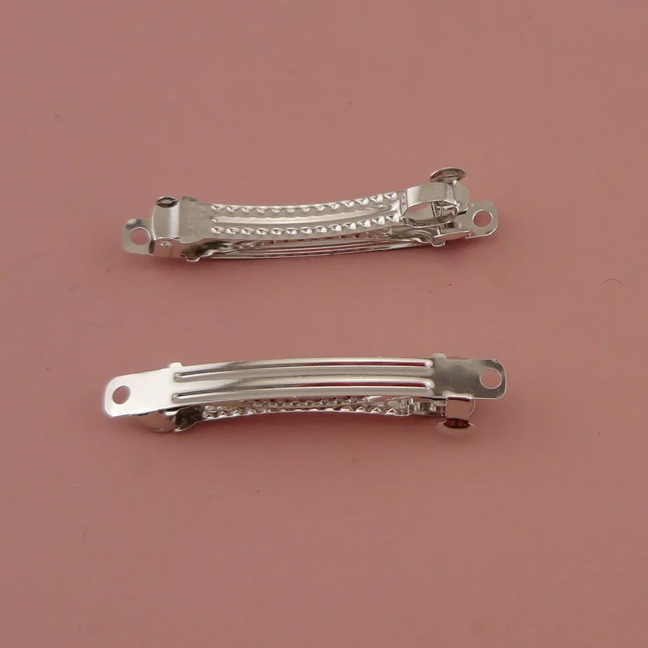 6cm Double-Locked Metal French Barrettes Plain Hair Clips Lead and Nickel Free for Handmade Hair Jewelry