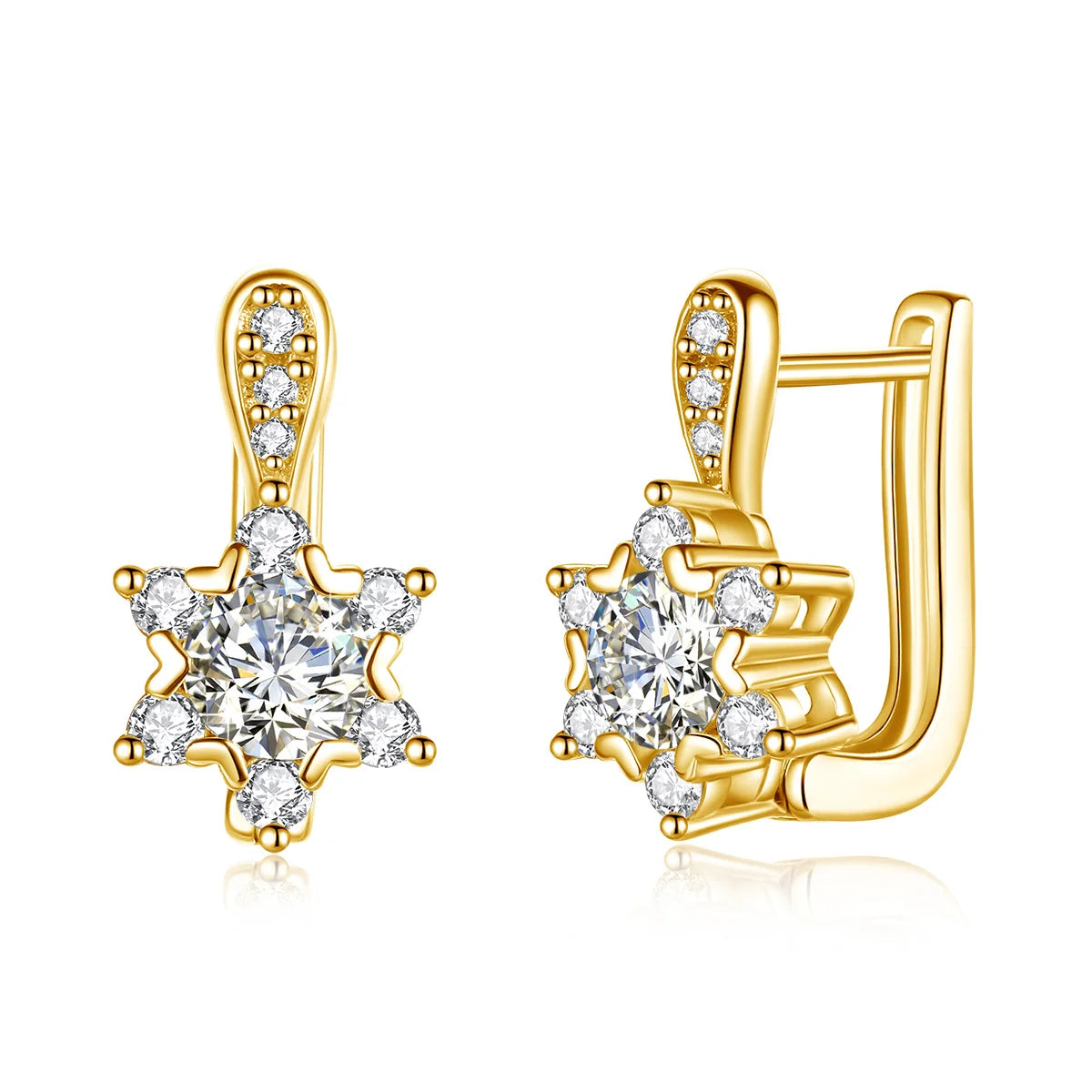 JINAO Women's Fine Jewellery Designer's Style 925 Sterling Silver Moissanite Stars Cute Earrings
