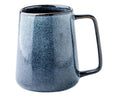 Handmade Retro Large Ceramic Mug with Lid Blue Coffee Mugs and Spoon Vintage Diner Cup for Drinks and Tea