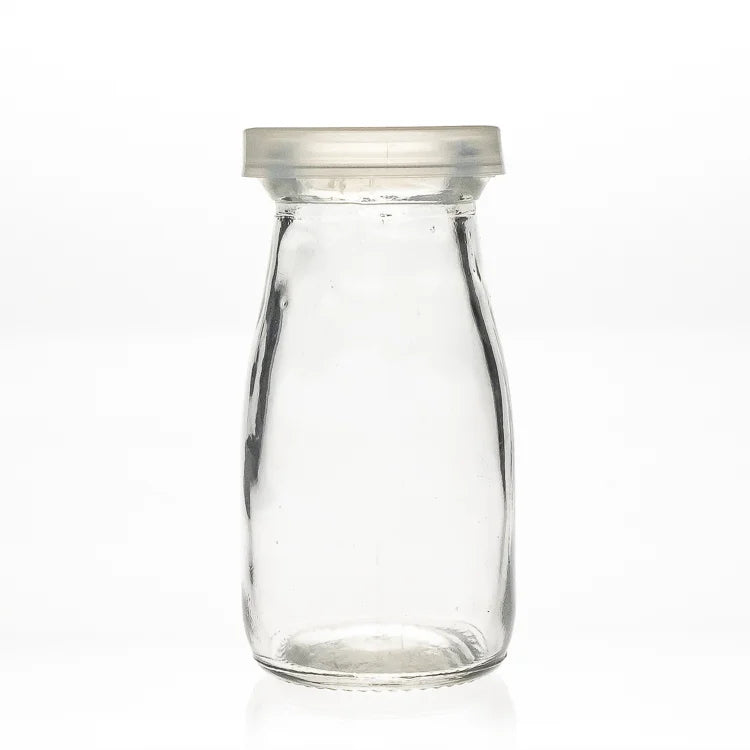 Wholesale Round Empty Storage Milk Pudding Bottle Glass Yogurt Jars with Lid