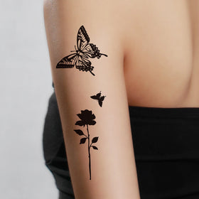 Wholesale Small Fresh Black Color Temporary Tattoos Sticker Luxury Waterproof Butterfly Face Fake Temporary Tattoo