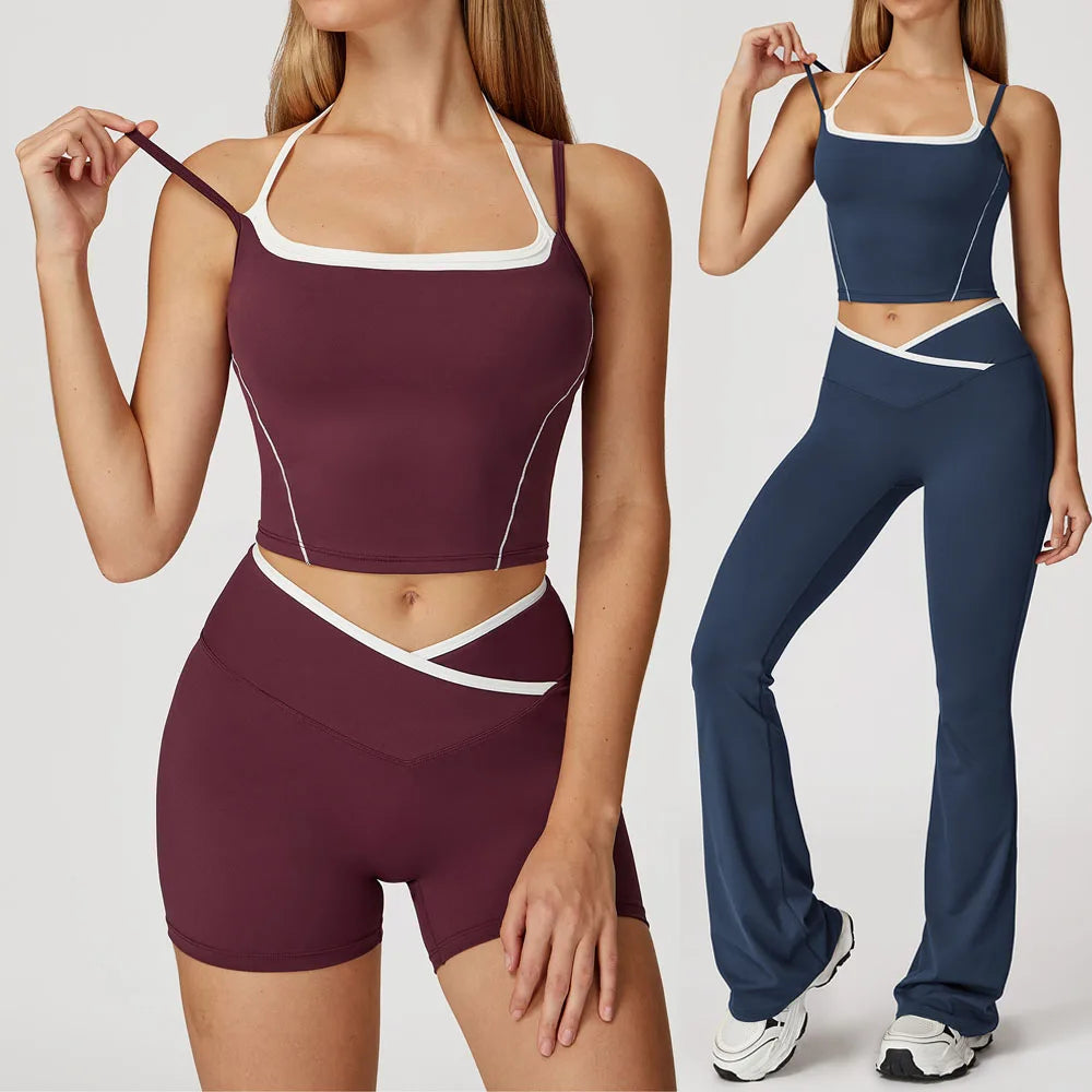 Custom Logo Soft 2 Piece Sport Wear GYM Fitness Seamless Flares Yoga Leggings Pants Women Yoga Set for Women Girl
