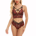 Wholesale Women's Sexy Babydoll Satin Lingerie Set Casual Polyester Bras Decorated Bodysuits XL Size Thin Fabric Number Pattern