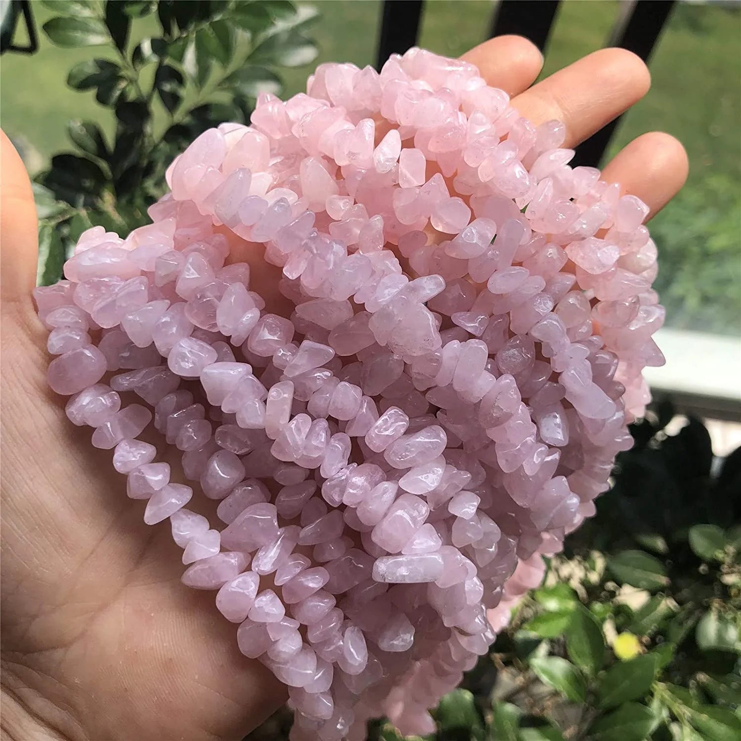 5-8mm Rose Quartz & Amethyst Tumbled Stone Chips Beads for Jewelry Making Irregular Shaped Healing Crystal Loose Beads Strand