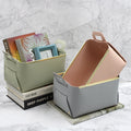 Modern Design PU Leather Foldable Storage Boxes Linen Toy Storage Basket Closet Leather Bathroom Basket for Decoration