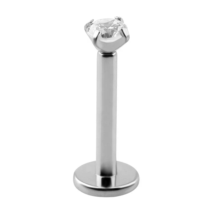 ASTM F136 Titanium Labret Piercing Lip Stud Jewelry Internally Zircon Prong Set Gold Plated Ear Tragus Claw Setting for Weddings