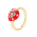 Fashion Colorful Oil Dripping Devil's Eye Copper Plated 18K Gold Micro Inlaid Zircon Ring Female Custom Wholesale Ring