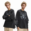 Custom Dtg Screen Print T-Shirt Cotton Ripped Distressed Stone Vintage Acid Wash Double Layer Long Sleeve T Shirt for Men