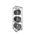 BLACK WHEEL RIM DISPLAY RACK HOLDS 8 WHEELS MAX 4 TIER SHOWROOM STAND SHELF MegaBDM