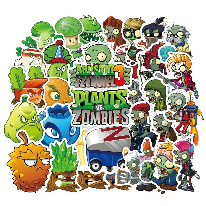 100Pcs Plants VS Zombies Game Cartoon Washi Label for Children Boy Girl Skateboard Luggage Laptop Bottle Stickers