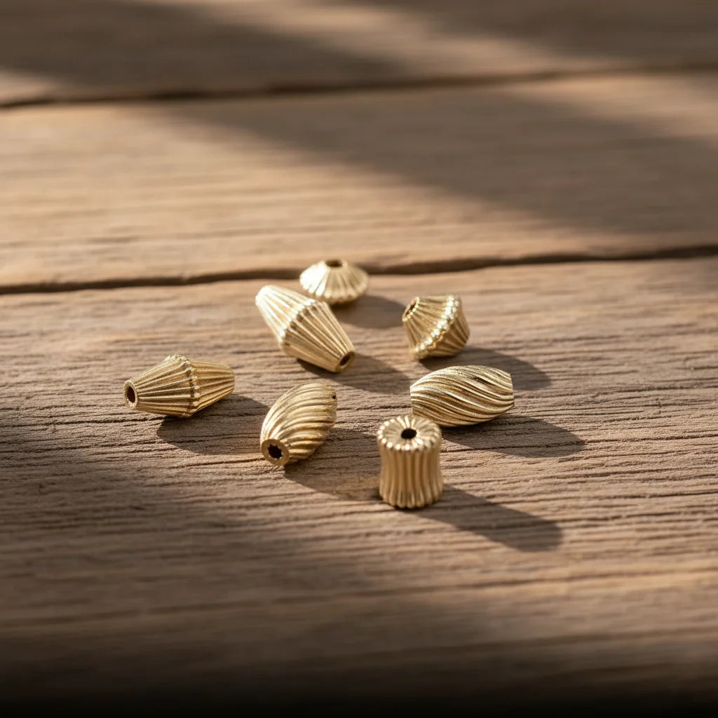 GP US 14k Gold Filled Spacer Corrugated Saucer Beads Diy Jewelry Findings and Finding Wholesale Jewelry Making for Bracelet