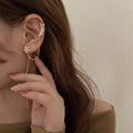 Fashion Pop Long Tassel Crystal Flower Zircon Star Ear Cuff Earrings for Girls