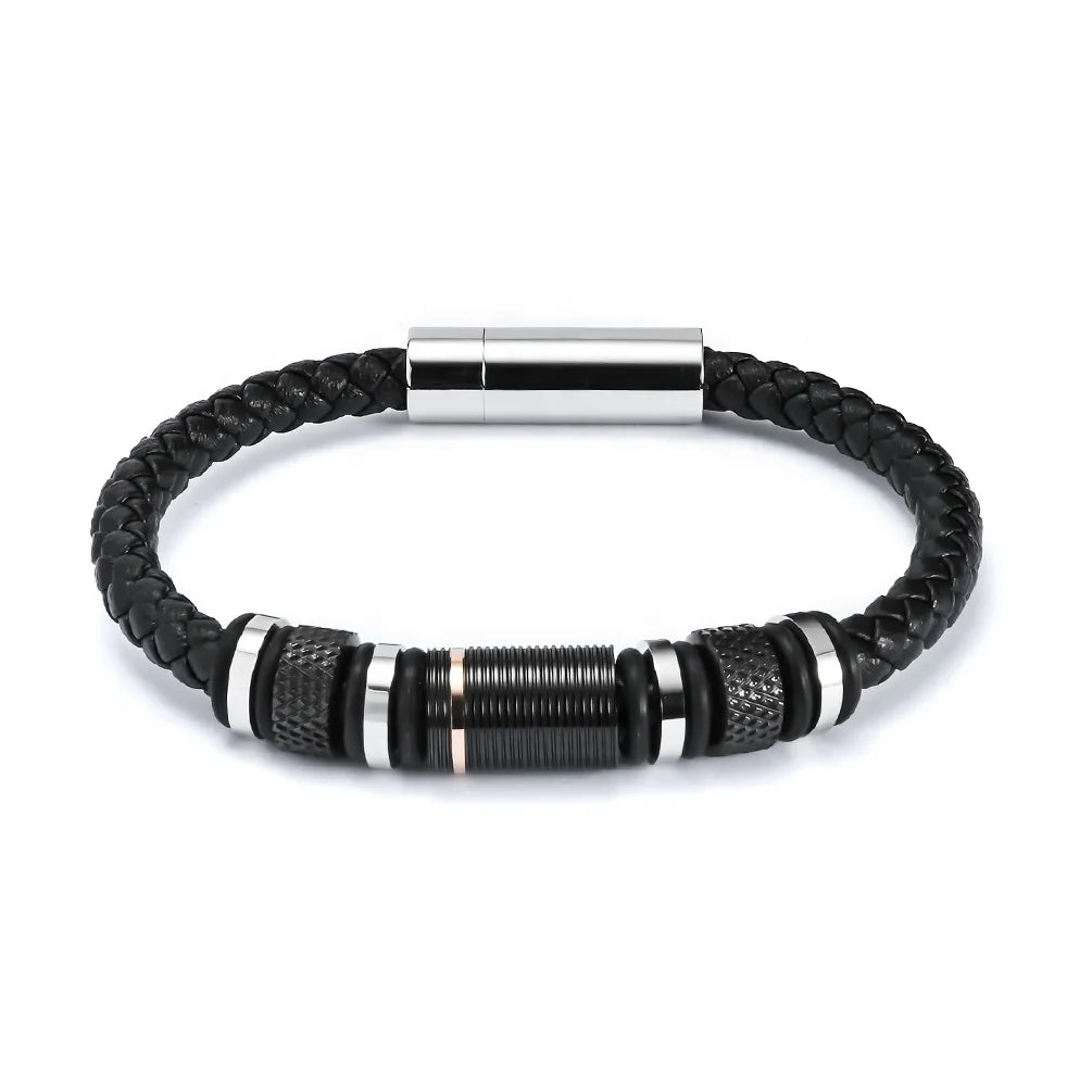 Alin Newest Design Magnetic Clasp Logo Customized Custom Leather Bracelet to Personalize Jewelry