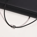 Vintage Celtic Knot Charm Necklace with Black Leather Cord Small Tube Spacer Bead Pendant Neck Collar Chain Men Jewelry