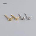FUAMAY Trendy Round Bezel Setting Cubic Zirconia Stud Earrings Gold Plated Tiny Engagement Tops for Girls Gift for Ear Studs